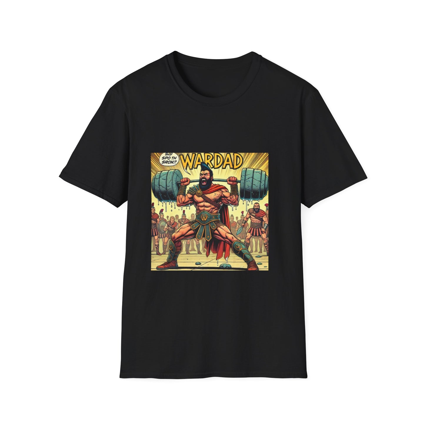 WARRIOR DAD Comic T-Shirt - Unisex Softstyle Tee for Super Dads