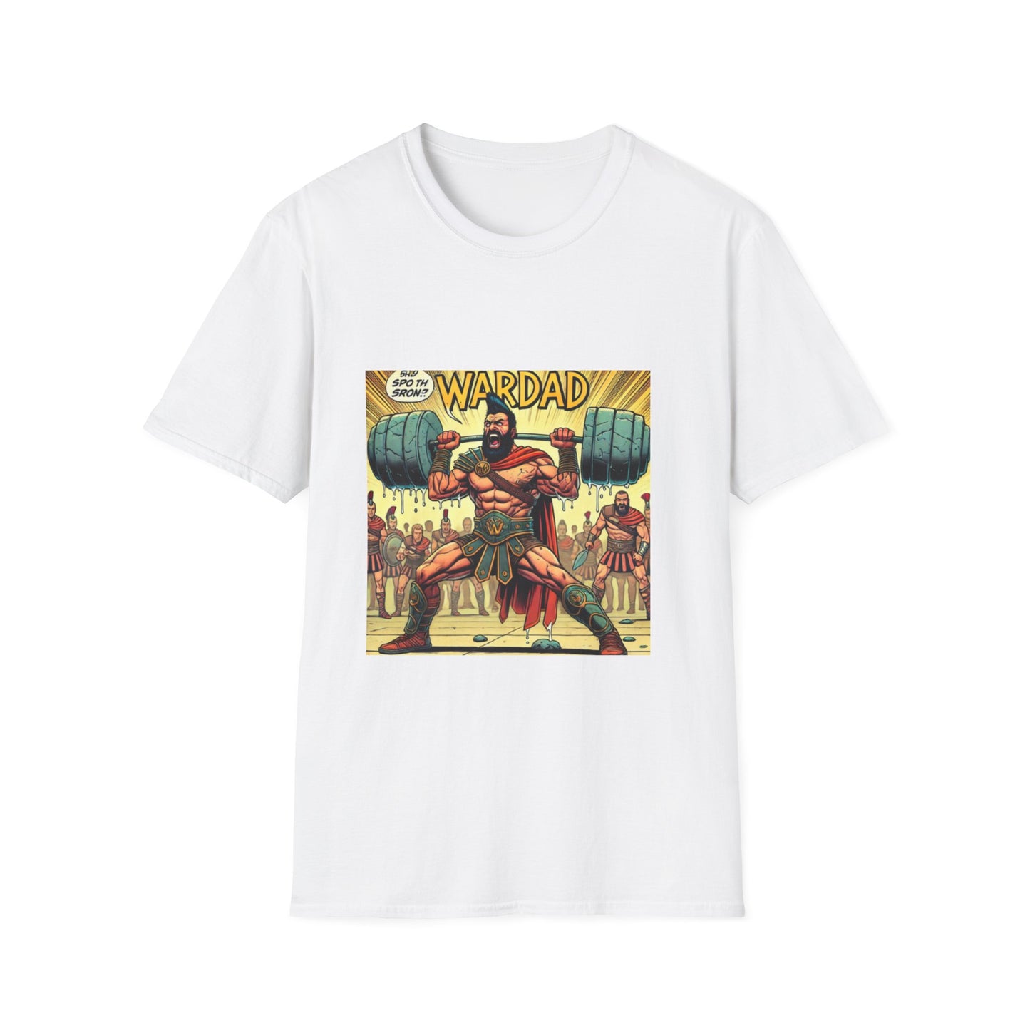 WARRIOR DAD Comic T-Shirt - Unisex Softstyle Tee for Super Dads